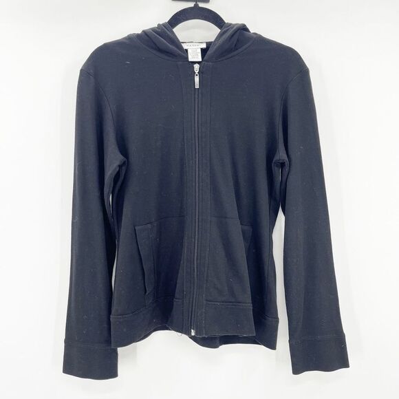 Natori Zip Up Hoodie Jacket Women's Size M Black Long Sleeve Pockets - Picture 1 of 3